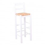 Sifnos Σκαμπό BAR με Πλάτη Οξιά Εμποτισμός Λάκα Άσπρο Κάθισμα Ψάθα c530738