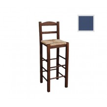 Sifnos Σκαμπό BAR με Πλάτη Οξιά Εμποτισμός Ανιλίνη Μπλε Κάθισμα Ψάθα c530746