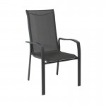 Vera Dining Πολυθρόνα Κήπου Βεράντας Μέταλλο Βαφή Ανθρακί Textilene Γκρι c530770