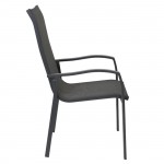 Vera Dining Πολυθρόνα Κήπου Βεράντας Μέταλλο Βαφή Ανθρακί Textilene Γκρι c530770