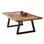 Liz Τραπεζάκι Σαλονιού Καθιστικού Μέταλλο Βαφή Μαύρο Ξύλο Ακακία Φυσικό c530775