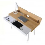 Γραφείο Η Υ Μέταλλο Βαφή Άσπρο Melamine Beech c530788