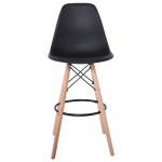 Legno Σκαμπό BAR με Πλάτη Πόδια Οξιά Φυσικό PP Μαύρο set 4τεμ c530805
