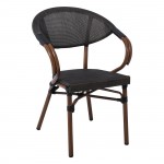 Kosta Πολυθρόνα Dining Αλουμινίου Απόχρωση Καρυδί Textilene Μαύρο c530815