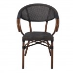 Kosta Πολυθρόνα Dining Αλουμινίου Απόχρωση Καρυδί Textilene Μαύρο c530815