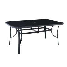 Reno Τραπέζι Μέταλλο Βαφή Ανθρακί Γυαλί Silk Screen c530823