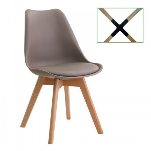 Tino Καρέκλα Metal Cross Ξύλο PP Sand Beige Μονταρισμένη Ταπετσαρία set 4τεμ c530827