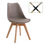 Tino Καρέκλα Metal Cross Ξύλο PP Sand Beige Μονταρισμένη Ταπετσαρία set 4τεμ c530827