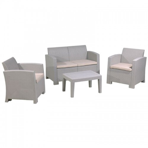 Siva Set Σαλόνι Κήπου Βεράντας K D PP UV Sand Grey Μαξιλάρια Μπεζ c530829