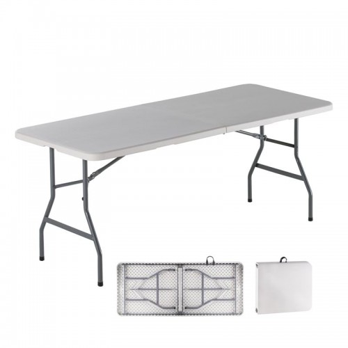 Soffio Τραπέζι Συνεδρίου Catering Πτυσσόμενο Βαλίτσα Μέταλλο Γκρι HDPE Άσπρο 40mm c530835