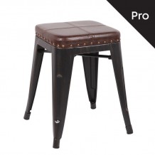 Intra Σκαμπό Pro Στοιβαζόμενο Μέταλλο Βαφή Antique Black Pu Σκούρο Καφέ c530839