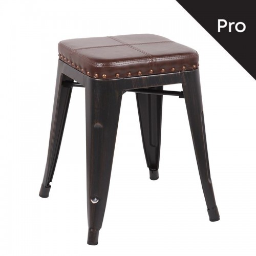 Intra Σκαμπό Pro Στοιβαζόμενο Μέταλλο Βαφή Antique Black Pu Σκούρο Καφέ c530839