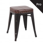 Intra Σκαμπό Pro Στοιβαζόμενο Μέταλλο Βαφή Antique Black Pu Σκούρο Καφέ c530839