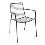 Nia Πολυθρόνα Κήπου Βεράντας Μέταλλο Βαφή Μαύρο Στοιβαζόμενη c530840