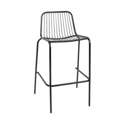 Nia Σκαμπό Bar με Πλάτη Στοιβαζόμενο Μέταλλο Βαφή Μαύρο c530841