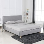 Ora Κρεβάτι Διπλό για Στρώμα 160x200cm Ύφασμα Ανοιχτό Γκρι c530853