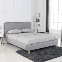 Ora Κρεβάτι Διπλό για Στρώμα 160x200cm Ύφασμα Ανοιχτό Γκρι c530853