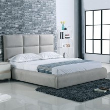 Massimo Κρεβάτι Διπλό για Στρώμα 160x200cm Ύφασμα Απόχρωση Ανοιχτό Γκρι c530854
