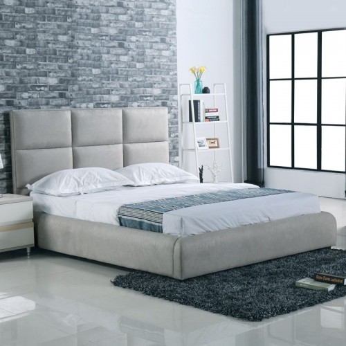 Massimo Κρεβάτι Διπλό για Στρώμα 160x200cm Ύφασμα Απόχρωση Ανοιχτό Γκρι c530854