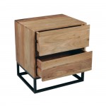 Nia Κομοδίνο Μέταλλο Βαφή Μαύρο Ξύλο Ακακία Φυσικό c530871