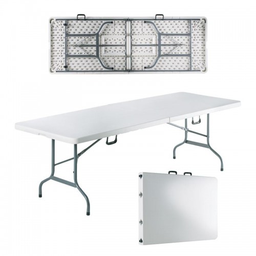 Soffio Τραπέζι Συνεδρίου Catering Πτυσσόμενο Βαλίτσα Μέταλλο Γκρι HDPE Άσπρο 50mm c530885