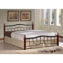 Aria Κρεβάτι Διπλό για Στρώμα 140x190cm Μέταλλο Βαφή Μαύρο Ξύλο Καρυδί c530886