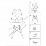 Legno Καρέκλα Τραπεζαρίας Πόδια Οξιά Κάθισμα PP με Ύφασμα Patchwork Καφέ c530899