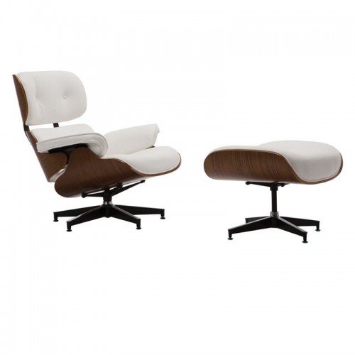 Relax Πολυθρόνα με Σκαμπό Σαλονιού Καθιστικού PU Άσπρο c530917