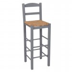 Sifnos Σκαμπό BAR με Πλάτη Οξιά Εμποτισμός Λάκα Γκρι Κάθισμα Ψάθα c530929