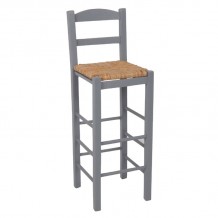 Sifnos Σκαμπό BAR με Πλάτη Οξιά Εμποτισμός Λάκα Γκρι Κάθισμα Ψάθα c530929