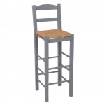 Sifnos Σκαμπό BAR με Πλάτη Οξιά Εμποτισμός Λάκα Γκρι Κάθισμα Ψάθα c530929