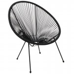 Roqueta Πολυθρόνα Μέταλλο Βαφή Μαύρο Plastic Rattan Μαύρο c530945