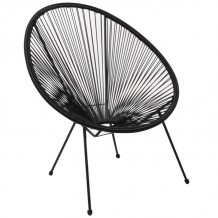 Roqueta Πολυθρόνα Μέταλλο Βαφή Μαύρο Plastic Rattan Μαύρο c530945