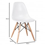 Legno Καρέκλα Τραπεζαρίας Κουζίνας Πόδια Οξιά Κάθισμα PP Άσπρο 1 Step K D c530955