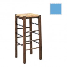 Tavern Σκαμπό BAR Οξιά Εμποτισμός Λάκα Γαλάζιο Κάθισμα Ψάθα c530960