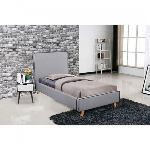 Ora Κρεβάτι Μονό για Στρώμα 90x190cm Ύφασμα Ανοιχτό Γκρι c530976