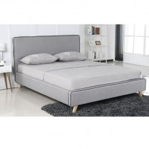 Ora Κρεβάτι Διπλό για Στρώμα 140x190cm Ύφασμα Ανοιχτό Γκρι c530977
