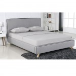 Ora Κρεβάτι Διπλό για Στρώμα 140x190cm Ύφασμα Ανοιχτό Γκρι c530977