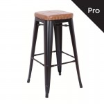 Intra Σκαμπό Bar Pro Στοιβαζόμενο Μέταλλο Βαφή Μαύρο Matte Pu Camel c530990