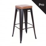 Intra Σκαμπό Bar Pro Στοιβαζόμενο Μέταλλο Βαφή Μαύρο Matte Pu Camel c530990