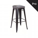 Intra Σκαμπό Bar Pro Στοιβαζόμενο Μέταλλο Βαφή Μαύρο Matte Pu Σκούρο Γκρι c531026