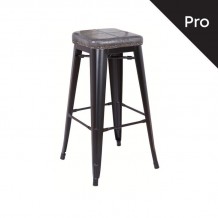 Intra Σκαμπό Bar Pro Στοιβαζόμενο Μέταλλο Βαφή Μαύρο Matte Pu Σκούρο Γκρι c531026