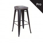 Intra Σκαμπό Bar Pro Στοιβαζόμενο Μέταλλο Βαφή Μαύρο Matte Pu Σκούρο Γκρι c531026