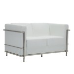 Zen Καναπές Σαλονιού Καθιστικού 2Θέσιος Inox Pu Άσπρο c531027