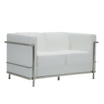 Zen Καναπές Σαλονιού Καθιστικού 2Θέσιος Inox Pu Άσπρο c531027