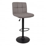 Line Σκαμπό BAR με Πλάτη Μέταλλο Μαύρο PU Cappuccino Ρύθμιση Ύψους Περιστρεφόμενο c531048