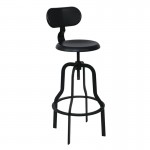 Bran Σκαμπό BAR με Πλάτη Μέταλλο Βαφή Μαύρο Ύψος Ρυθμιζόμενο Περιστρεφόμενο c531050