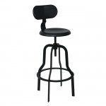 Bran Σκαμπό BAR με Πλάτη Μέταλλο Βαφή Μαύρο Ύψος Ρυθμιζόμενο Περιστρεφόμενο c531050