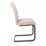 ORA Καρέκλα Τραπεζαρίας Κουζίνας Μέταλλο Βαφή Μαύρο Ύφασμα Suede Μπεζ 43x56x95cm c531060