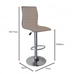 ALLO Σκαμπό BAR με Πλάτη Βάση Χρώμιο PU Cappuccino Ρύθμιση Ύψους Περιστρεφόμενο c531070